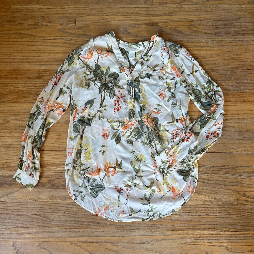 H&M floral / bird blouse